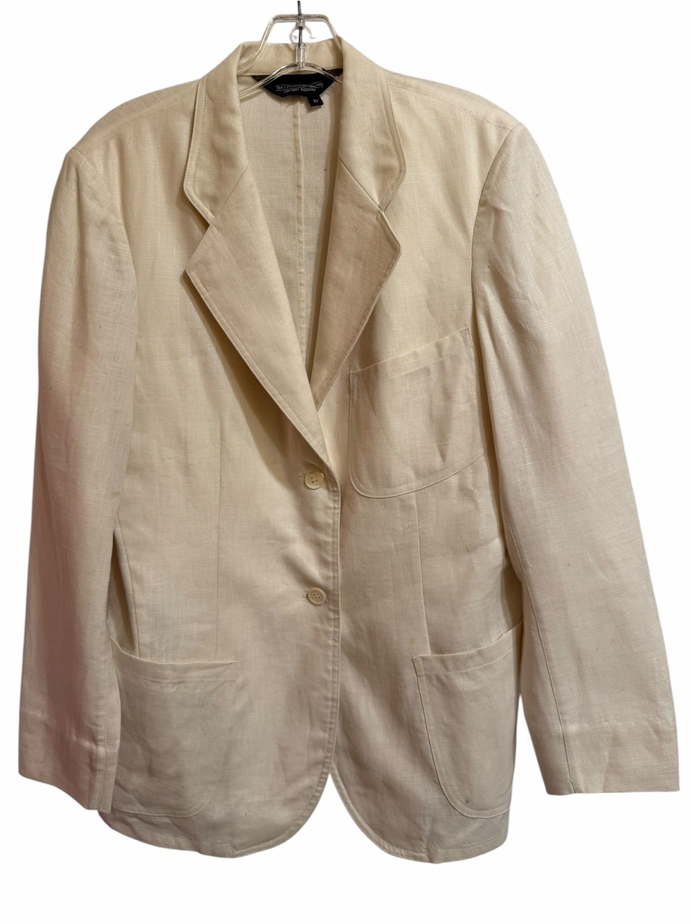 J. Peterman Linen Blazer Ivory Cream Tailored Jacket Size 10 Classic Coastal